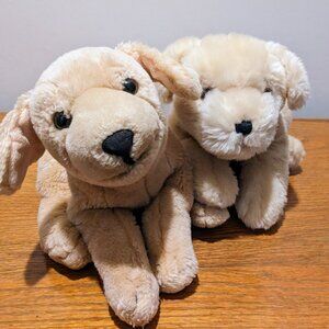 2 Golden Labrador Retriever Stuffed Animals Plush Huggable Dogs Adorable